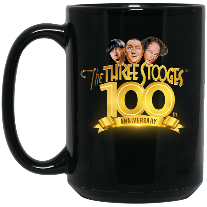 Three Stooges 100th Anniversary 15oz Black Mug