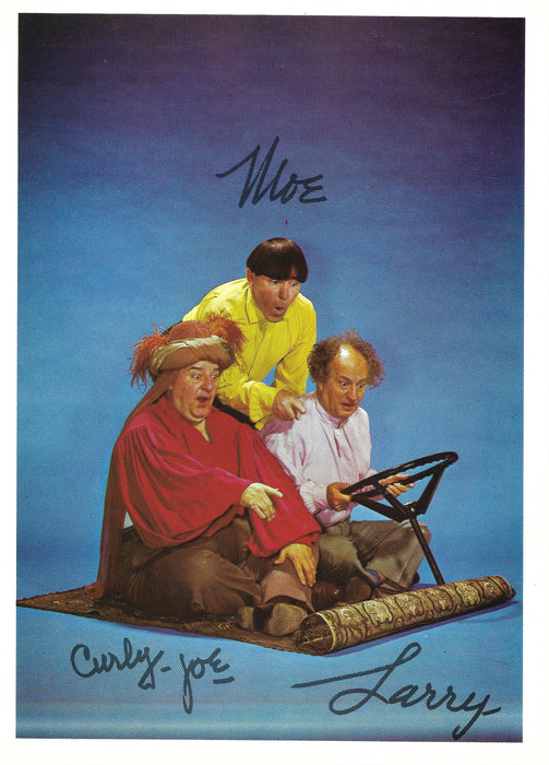 Three Stooges Original Glossy Promo Photo - 7"x10" Magic Carpet Facsimile Autograph