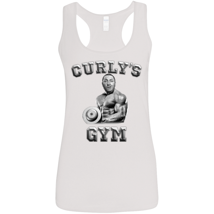 Three Stooges Curly's Gym Ladies' Softstyle Racerback Tank Top