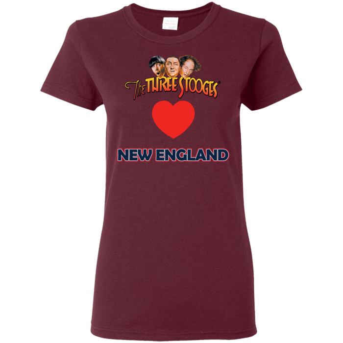Three Stooges Love New England Ladies Heart T-Shirt