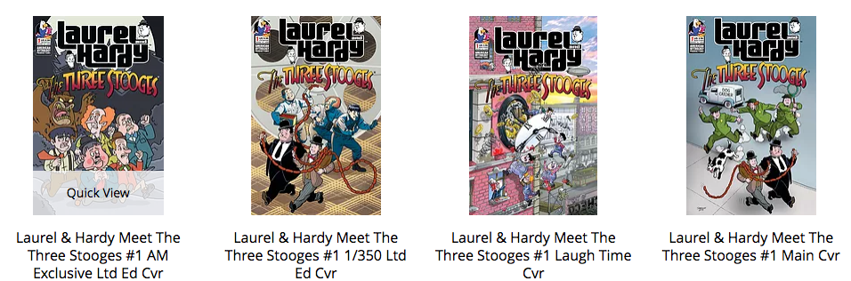 Three Stooges Meet Laurel & Hardy Comic Book Series - 4 Cover Bundle Special Edition