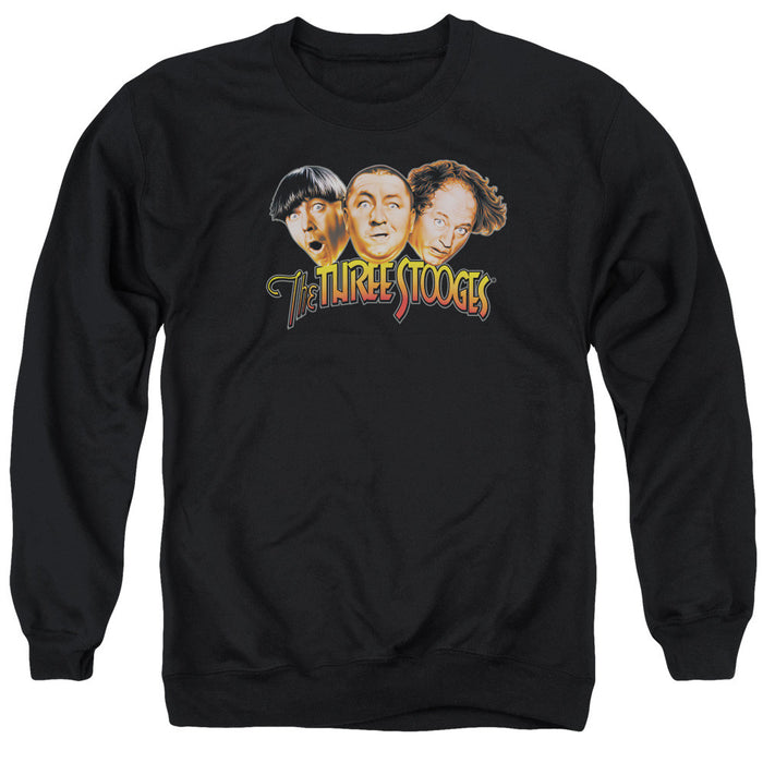 Three Stooges/Three Head Logo - Adult Crewneck Sweatshirt - Black
