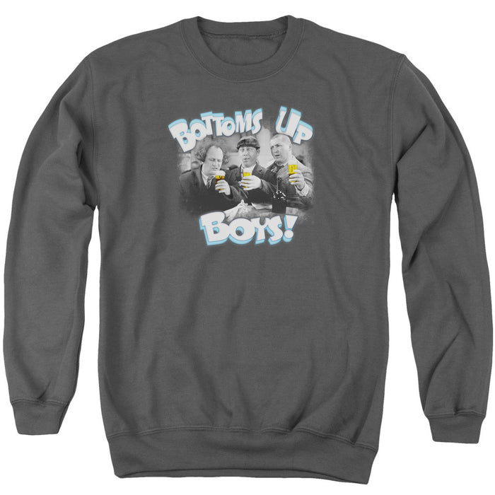 Three Stooges Bottoms Up - Adult Crewneck Sweatshirt - Charcoal