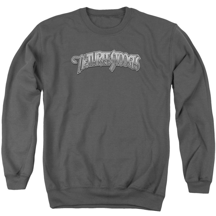 Three Stooges/Metallic Logo - Adult Crewneck Sweatshirt - Charcoal