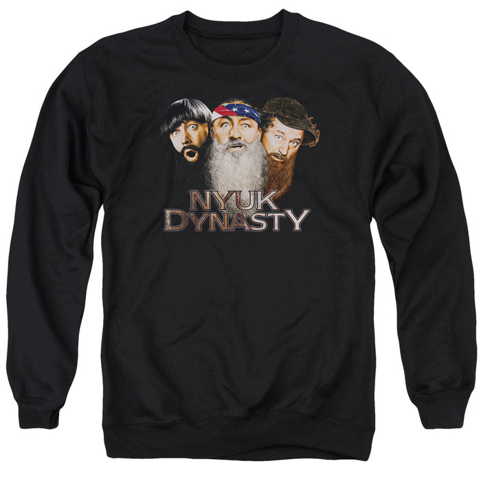 Three Stooges Nyuk Dynasty  - Adult Crewneck Sweatshirt - Black
