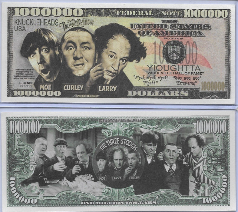 Three Stooges Funny Money $1,000,000 Bill