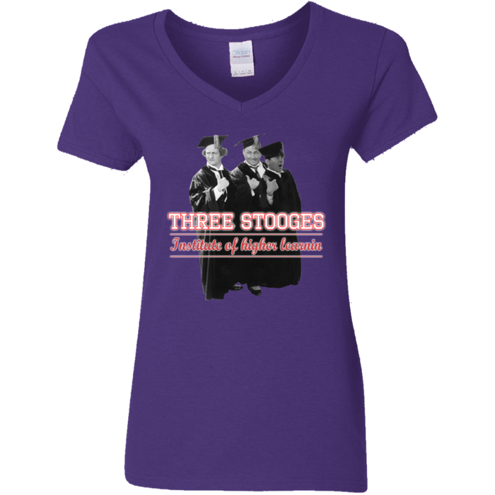 Three Stooges Graduates Ladies' V-Neck T-Shirt