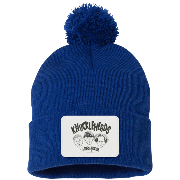 Three Stooges Pom Pom Knit Beanie Cap - Knuckleheads Patch