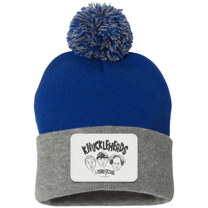 Three Stooges Pom Pom Knit Beanie Cap - Knuckleheads Patch