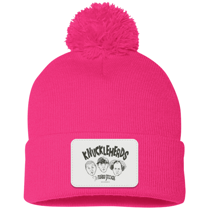 Three Stooges Pom Pom Knit Beanie Cap - Knuckleheads Patch