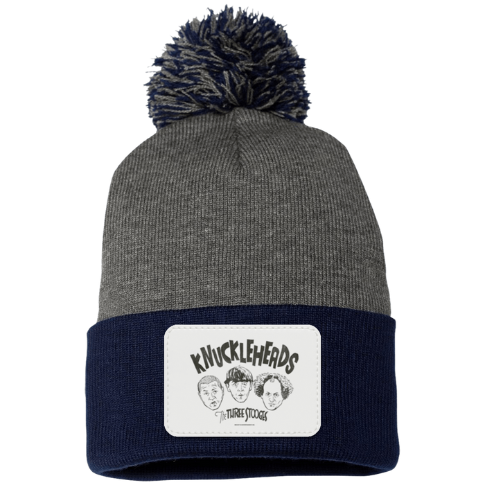 Three Stooges Pom Pom Knit Beanie Cap - Knuckleheads Patch