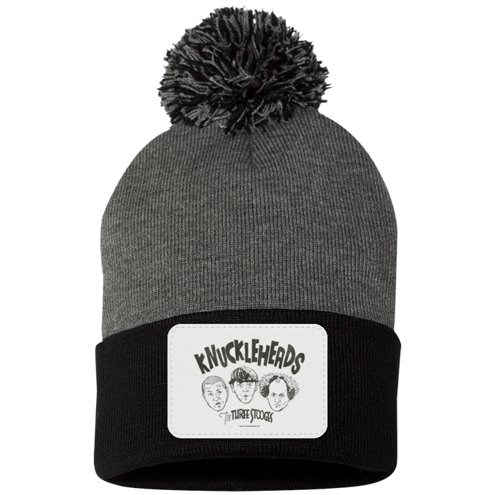 Three Stooges Pom Pom Knit Beanie Cap - Knuckleheads Patch