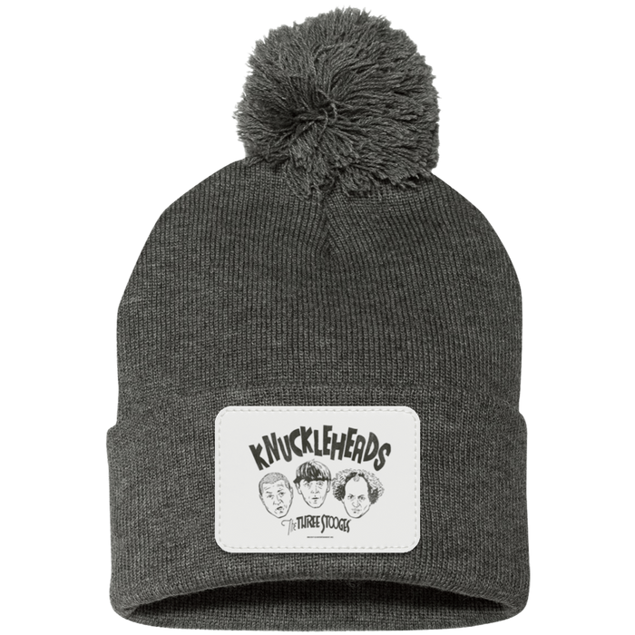 Three Stooges Pom Pom Knit Beanie Cap - Knuckleheads Patch