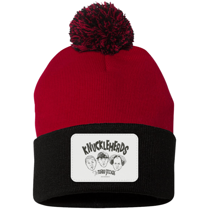 Three Stooges Pom Pom Knit Beanie Cap - Knuckleheads Patch