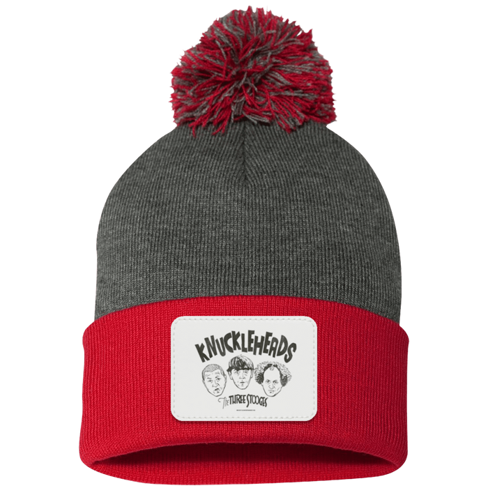 Three Stooges Pom Pom Knit Beanie Cap - Knuckleheads Patch