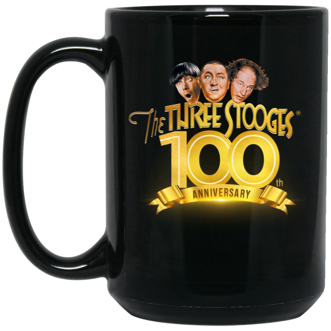 Three Stooges 100th Anniversary 15oz Black Mug The Three Stooges three-stooges-100th-anniversary-15oz-black-mug-the-three-stooges