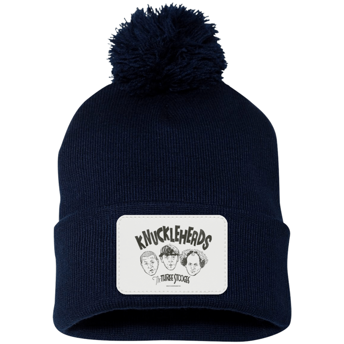 Three Stooges Pom Pom Knit Beanie Cap - Knuckleheads Patch