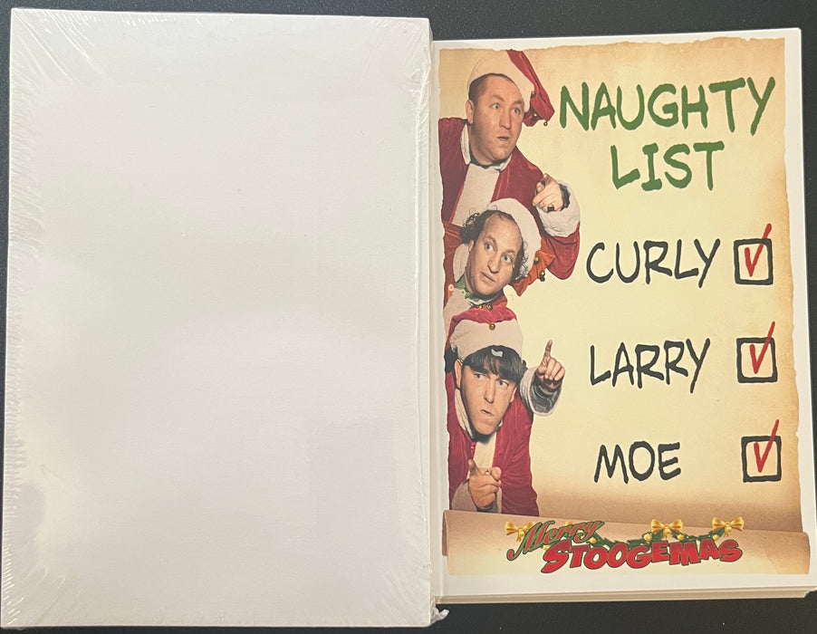 Three Stooges Christmas Cards - Naughty List - Bundle Of 25 W/Envelope