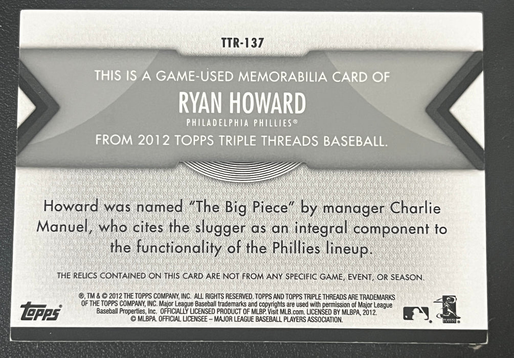 2012 Topps Triple Threads Relics TTR-137 Ryan Howard Triple Jersey 17/36