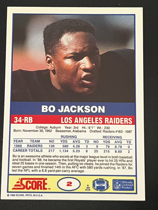1989 Score Bo Jackson LA Raiders #2