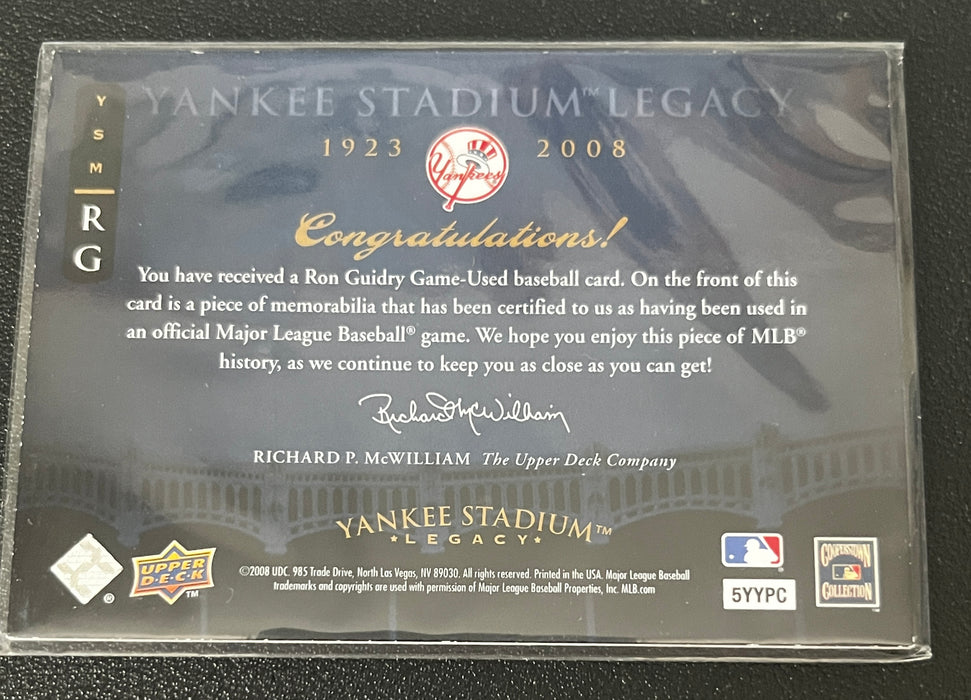 2008 Upper Deck Yankee Stadium Legacy #RG Ron Guidry Memorabilia