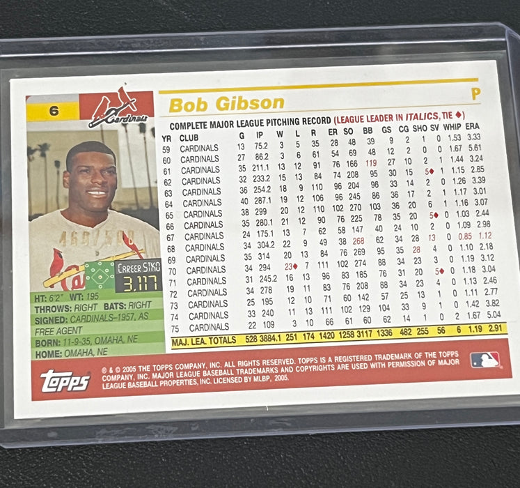 2005 Topps Retired Bob Gibson Gold parallel - Serial #’d to 500