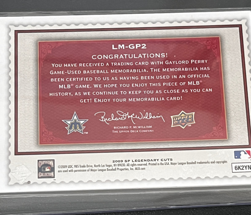 2009 Upper Deck SP Legendary Cuts GAYLORD PERRY JERSEY RELIC 43/75 MARINERS