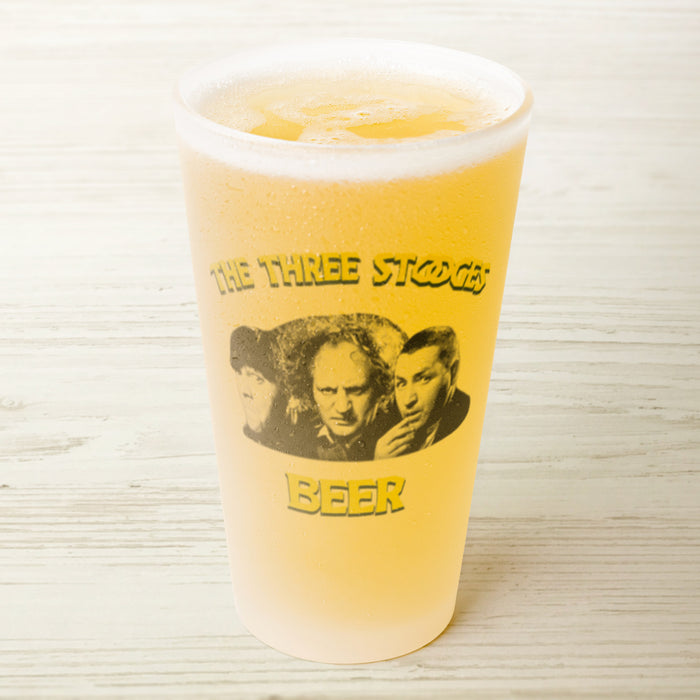 Three Stooges Beer Frosted Pint Glass