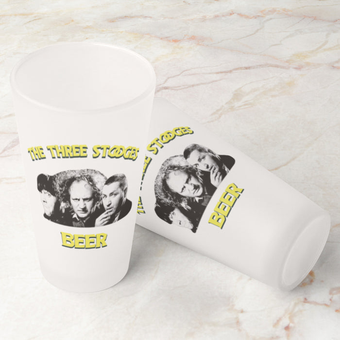 Three Stooges Beer Frosted Pint Glass