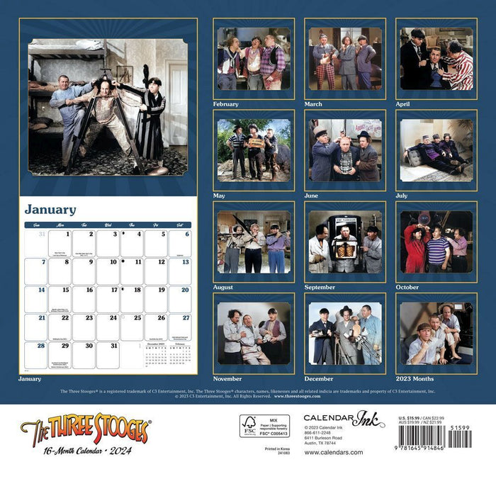 Three Stooges 2024 Wall Calendar — The Three Stooges Official Store