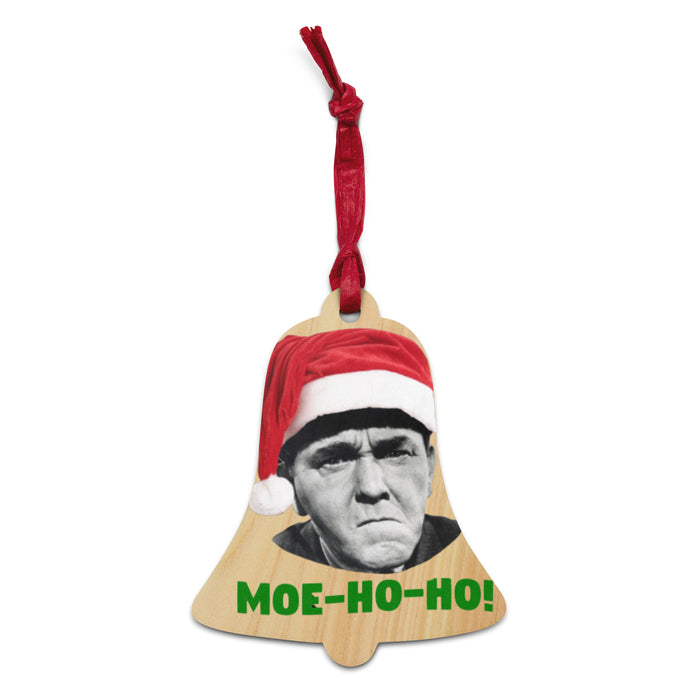 Three Stooges Moe Ho Ho Wooden Bell Shaped Ornament With Magnet