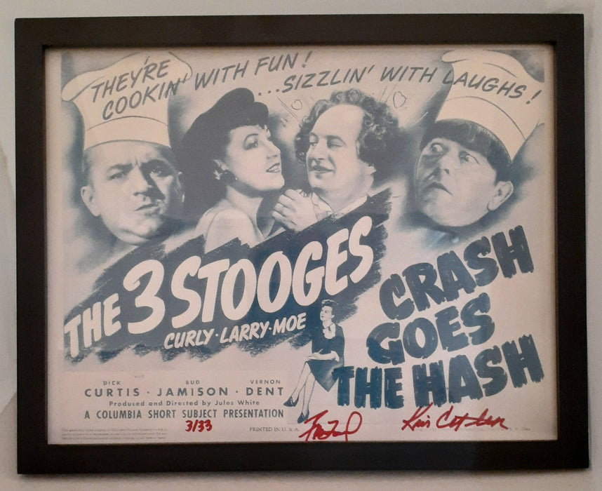 Three Stooges Crash Goes The Hash Lobby Card Reprint - Autographed By Heirs - Limited Edition