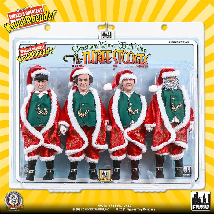 Three Stooges Action Figures - Santa Suits - Moe, Larry, Curly, & Santa