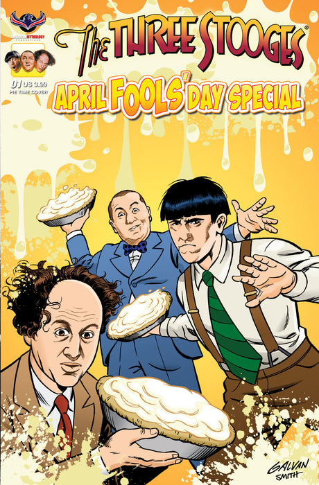 Three Stooges Comic Book Series 6 / Cover 3: April Fools' Day Pie Cartoon