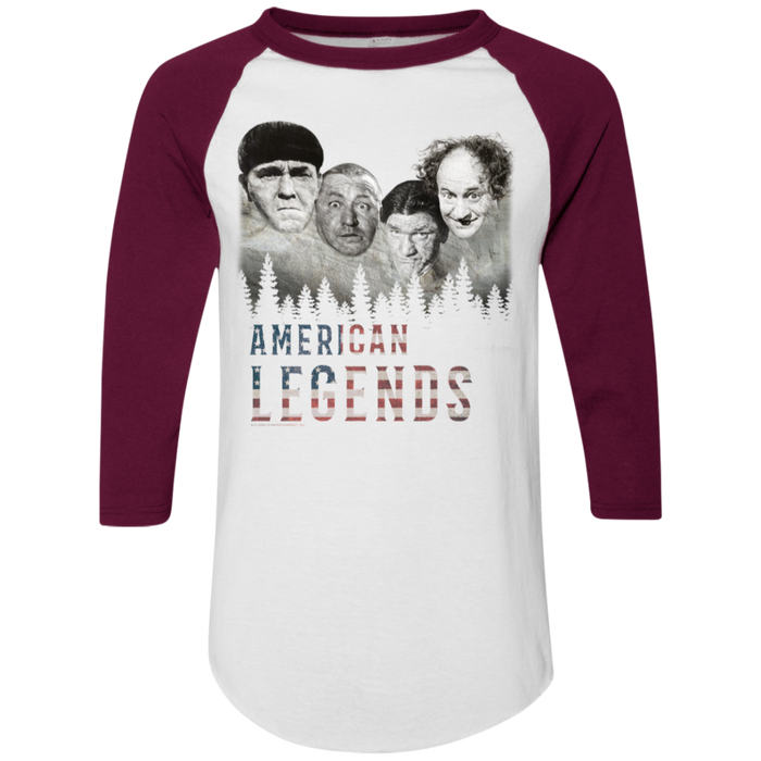 Three Stooges American Legends Colorblock Raglan 3/4 Sleeve T-Shirt