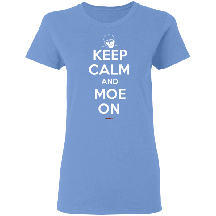 Three Stooges Keep Calm And Moe On Ladies' T-Shirt