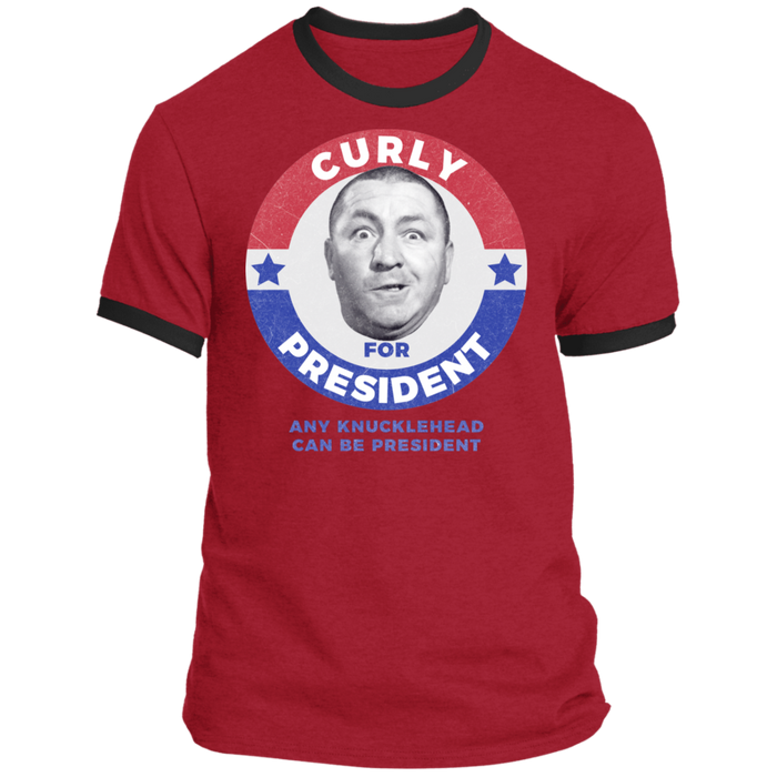 Three Stooges Curly For President Ringer T-Shirt
