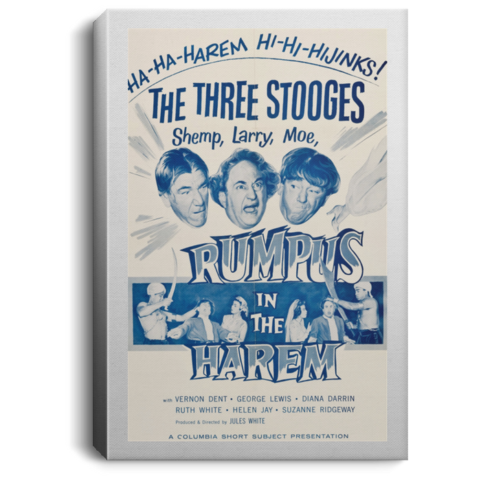 Three Stooges Rumpus In The Harem Lobby Card Portrait Canvas .75In Frame