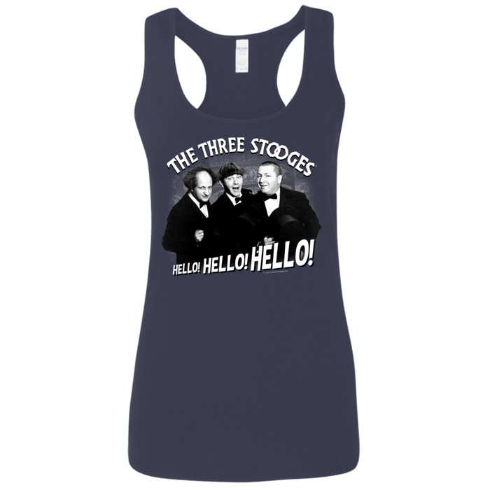 Three Stooges Hello Hello Hello Ladies' Softstyle Racerback Tank Top