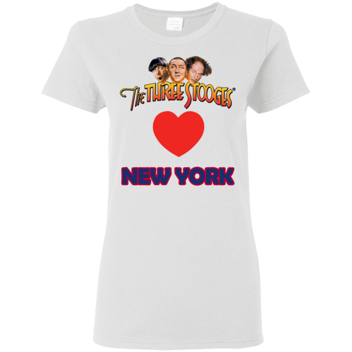 Three Stooges Love New York Ladies Heart T-Shirt