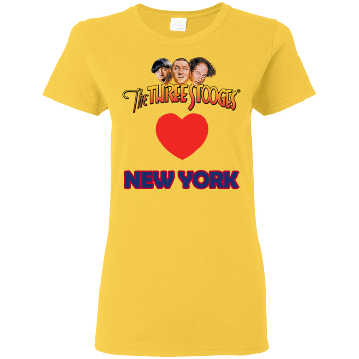 Three Stooges Love New York Ladies Heart T-Shirt