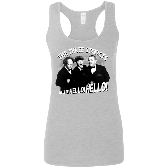 Three Stooges Hello Hello Hello Ladies' Softstyle Racerback Tank Top