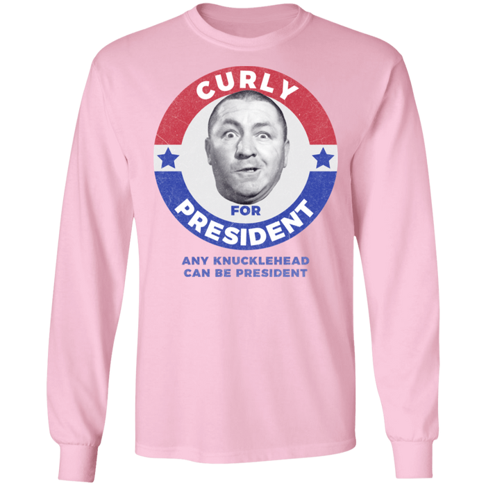 Three Stooges Curly For President Long Sleeve Shirt