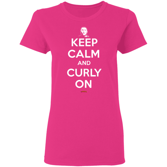 Three Stooges Keep Calm And Curly On Ladies' T-Shirt