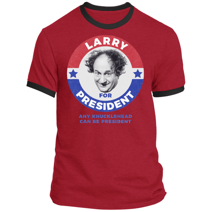 Three Stooges Larry For President Ringer T-Shirt