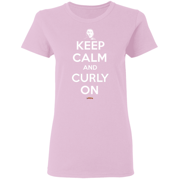 Three Stooges Keep Calm And Curly On Ladies' T-Shirt