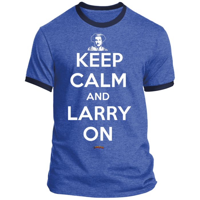 Three Stooges Keep Calm And Larry On Ringer Tee Shirt