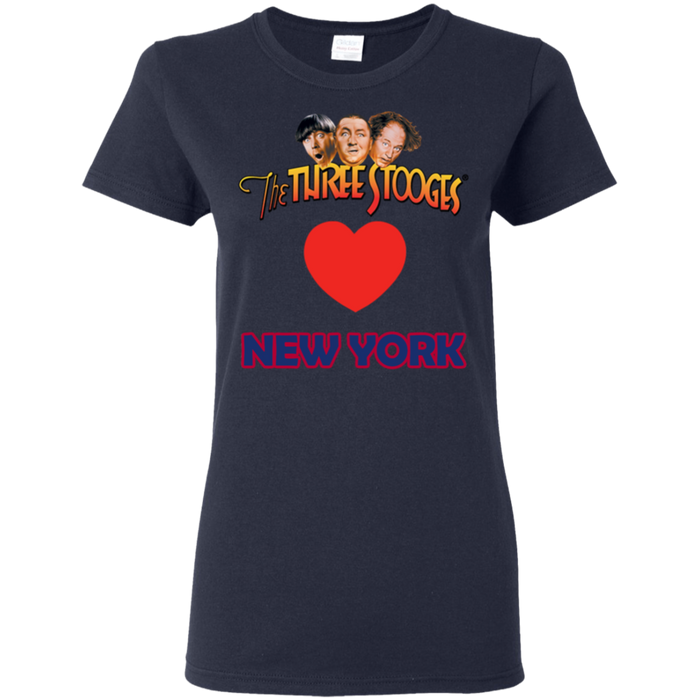 Three Stooges Love New York Ladies Heart T-Shirt