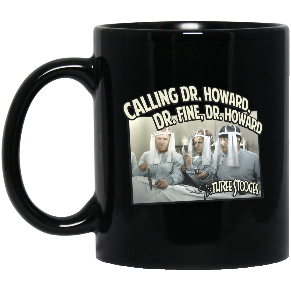 3 stooges coffee mugs Three Stooges 11 Oz. Black Mug - Doctors — The Three Stooges Official Store