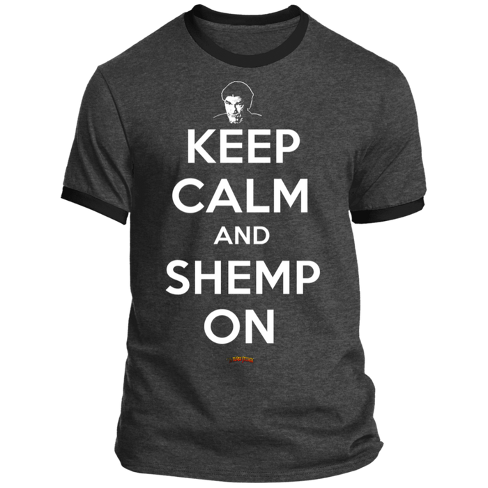 Three Stooges Keep Calm And Shemp On Ringer Tee Shirt
